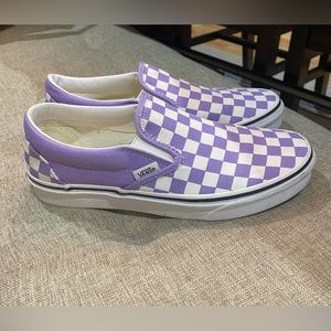 Vans slip ons size 8 purple checkered